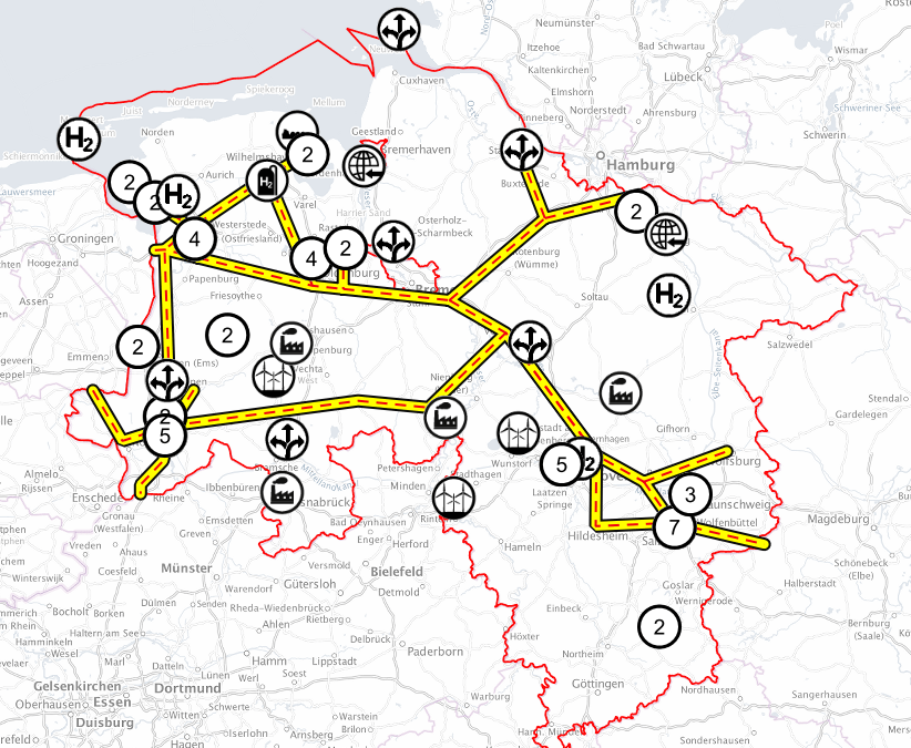 Niedersachsens Wasserstoff-Karte